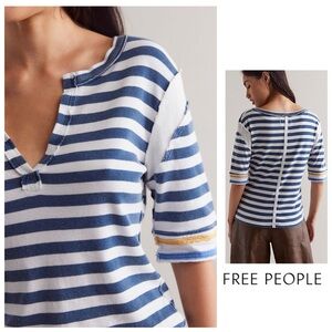 ♥️SALE♥️NWTS-$75 FREE PEOPLE Fast Line Tee L Soft Stripe Shirt *Exposed Seams*
